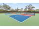 Beautiful tennis courts with professional netting and painted a vibrant and sporty blue and red at 4824 Benito Ct, Bradenton, FL 34211