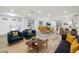 Bright and open floor plan showcases modern furnishings, hardwood floors, and an open transition into the dining area at 7804 N Whittier St, Tampa, FL 33617
