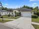 Inviting single-story home with lovely landscaping, a spacious driveway, and attached two car garage at 8833 Bel Meadow Way, Trinity, FL 34655