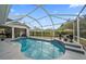 Enclosed pool features a screened-in patio, lush backyard views, and inviting ambiance at 8833 Bel Meadow Way, Trinity, FL 34655