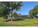 Serene backyard view with mature trees, landscaping and screened-in lanai at 10 Arbor Ln, Oldsmar, FL 34677
