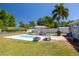 Backyard featuring a pool, lounge chairs, an umbrella, a grill, and ample space for outdoor entertainment at 1541 68Th N Ave, St Petersburg, FL 33702