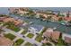 Aerial view of a waterfront neighborhood with homes, canals, boats, and beautifully landscaped yards at 2050 Hawaii Ne Ave, St Petersburg, FL 33703