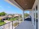 Balcony with wood ceiling overlooks lush green neighborhood at 2050 Hawaii Ne Ave, St Petersburg, FL 33703