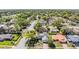 Aerial view of a quiet neighborhood with mature trees and well-maintained homes at 2755 Merlin Way, Clearwater, FL 33761