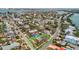 Aerial view of a charming neighborhood street showcasing lush landscaping and well-maintained homes at 4151 Belle Vista Dr, St Pete Beach, FL 33706