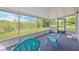 Relaxing screened-in porch with outdoor seating and panoramic views of the lush greenery at 12006 Glenshire Dr, Riverview, FL 33579