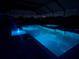 Stunning pool with hot tub and string lights for evening swims at 14239 Swiss Bridge Dr, Riverview, FL 33579