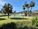 Scenic pond with a fountain, surrounded by lush landscaping and palm trees at 3001 58Th Ave S # 1103, St Petersburg, FL 33712