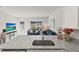 Open floor plan integrates the kitchen and living area featuring comfortable furniture and natural light at 3138 Victoria Inlet Dr, Holiday, FL 34691