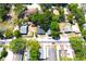 An aerial view features a charming neighborhood with tree-lined streets and well-maintained homes at 3211 E 23Rd Ave, Tampa, FL 33605