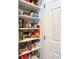 Organized pantry with adjustable shelving provides ample storage space for food and household items at 5 Island Park Pl # 305, Dunedin, FL 34698