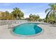 Bright outdoor pool area surrounded by lush tropical landscaping, white picket fence, and lounge chairs at 5 Island Park Pl # 305, Dunedin, FL 34698