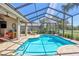 Enjoy the screened-in pool with brick pavers, outdoor furniture, and serene green landscape at 5137 Epping Ln, Zephyrhills, FL 33541
