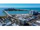 Scenic aerial view of the condo showing beach access, bridge and a coastal panorama at 895 S Gulfview Blvd # 309, Clearwater Beach, FL 33767