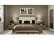 Serene main bedroom featuring neutral tones, stylish lighting, and a comfortable bed at 9340 Gladsome Dr, Land O Lakes, FL 34637