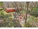 Aerial view showcasing a backyard featuring mature trees and greenery at 33357 Westwood Dr, Ridge Manor, FL 33523