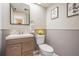 Well-maintained half bath with a modern vanity, stylish mirror, and decorative accents enhancing the space at 3610 Magnolia Ridge Cir # 1322/H, Palm Harbor, FL 34684