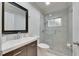 Updated bathroom featuring a sleek vanity, modern fixtures, and a frameless glass shower for a contemporary feel at 367 Bobby Jones Rd # 367, Sarasota, FL 34232