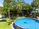 Backyard pool with lush landscaping providing a private and tranquil atmosphere at 8820 S Hickory Ln, Riverview, FL 33578
