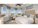 Cozy bedroom with a view and a desk near bright windows offering plenty of natural light at 1714 Trailhead Ln, Zephyrhills, FL 33541