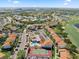Scenic aerial view showcasing the community's pool, tennis court, and lush landscaping at 1901 Oyster Catcher Ln # 823, Clearwater, FL 33762