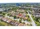 An aerial view of a neighborhood featuring well-maintained homes and lush landscaping near Tampa Bay at 2312 Heron Cir, Clearwater, FL 33762