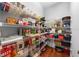 Walk-in pantry features wire shelving for organized food storage on the hardwood floor at 4105 W Corona St, Tampa, FL 33629