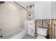 Modern bathroom with sleek fixtures, a shower, and partial construction work in progress at 540 115Th Ave, Treasure Island, FL 33706