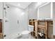 Bright bathroom showcasing a glass shower, modern fixtures, and partially finished construction at 540 115Th Ave, Treasure Island, FL 33706