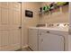 Functional laundry area featuring a modern white washer and dryer unit at 6632 Laxey Ct, Zephyrhills, FL 33541