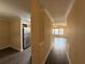 Hallway view showcasing an open floor plan connecting the kitchen and living spaces at 18267 Bridle Club Dr, Tampa, FL 33647