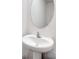 Bathroom pedestal sink with oval mirror on white wall at 1967 Hovenweep Rd, Wesley Chapel, FL 33543