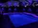 Beautifully lit pool at twilight with accent lighting on the deck and landscaping at 20647 Ovid Ln, Venice, FL 34293