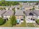 An elevated view of the backyard reveals a swim spa, patio, and verdant surroundings at 5946 81St N Ave, Pinellas Park, FL 33781