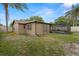Backyard view featuring a spacious yard and screened in-pool, perfect for outdoor living at 611 Limetree Dr, Oldsmar, FL 34677
