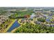 An elevated view showcases the neighborhood layout with homes surrounding tranquil ponds and lush green spaces at 19309 Prairie Tree Pl, Tampa, FL 33647