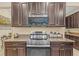 Kitchen features a stainless steel oven and a range hood over a sleek electric cooktop at 19309 Prairie Tree Pl, Tampa, FL 33647