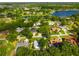 Scenic aerial view of a residential area dotted with mature trees and sparkling lakes at 22304 Stillwood Dr, Land O Lakes, FL 34639