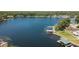 Picturesque aerial shot of a tranquil lake with docks and houses nestled along the shoreline at 22304 Stillwood Dr, Land O Lakes, FL 34639
