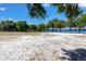 Beach volleyball court next to a lake on a sunny day with shade trees at 22304 Stillwood Dr, Land O Lakes, FL 34639