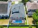 Aerial view of a private backyard oasis with a screened-in pool and well-maintained landscaping in a fenced yard at 2510 Cross More St, Valrico, FL 33594