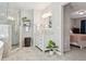 Bathroom featuring a glass shower, vanity, and tile floors at 4417 W Fair Oaks Ave, Tampa, FL 33611