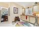 Wet bar with custom cabinetry, shelving, wine storage and unique design at 515 Orange St, Palm Harbor, FL 34683