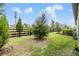 Fenced backyard offers a well-maintained lawn and landscaping at 6748 Ripple Pond Loop, Zephyrhills, FL 33541