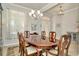 Elegant dining area with large dining table, chandelier, natural light, and beautiful décor, ideal for entertaining at 7051 Derwent Glen Cir, Land O Lakes, FL 34637