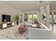 Spacious living room showcasing large windows, contemporary decor, and an open-concept design at 7051 Derwent Glen Cir, Land O Lakes, FL 34637