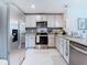 Modern kitchen featuring stainless steel appliances and sleek countertops and cabinetry at 7737 Sail Clover Ln, Zephyrhills, FL 33540