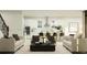 Open-concept living room and kitchen area with modern furnishings, perfect for seamless entertaining and everyday living at 18448 Serene Lake Loop, Lutz, FL 33548