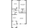 Detailed floorplan with dimensions, showcasing the kitchen, living room, bedrooms, and bathroom layout at 2348 Shelley St # 2, Clearwater, FL 33765